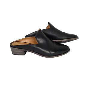 Frye Ray Leather Mules Slip On Womens Shoes Size 9.5 Black Loafer Block Heel